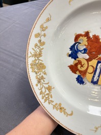 A pair of Chinese armorial dishes with the arms of Valckenier of Amsterdam for the Dutch market, Yongzheng