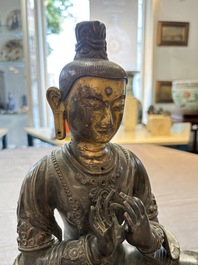 A Sino-Tibetan parcel-gilt-bronze figure of a Bodhisattva, 19/20th C.