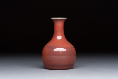 A fine Chinese copper-red-glazed vase, Yongzheng mark and of the period