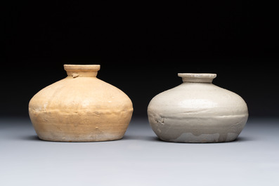 Three cream-glazed bottle vases and two jarlets from the Jepara shipwreck, Dehua or Anxi kilns, Song