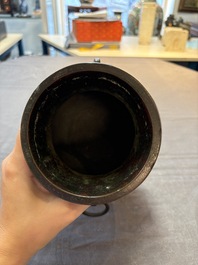 A fine Chinese archaistic bronze 'hu' vase, Song/Yuan