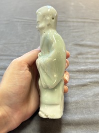 Nine Chinese blue, white, celadon-glazed and famille rose figures, 18/19th C.
