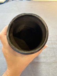 A Chinese archaistic bronze vase and a tripod censer, Yuan
