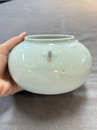 A Chinese qingbai-glazed jar with three handles, 18th C.