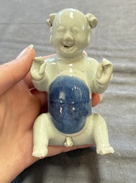 Nine Chinese blue, white, celadon-glazed and famille rose figures, 18/19th C.