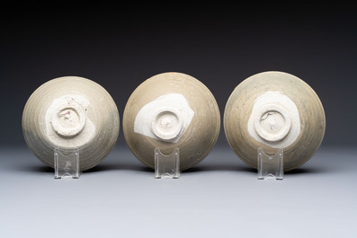 A group of 12 Chinese celadon-glazed bowls with incised floral design from the Jepara shipwreck, Fujian kilns, Song