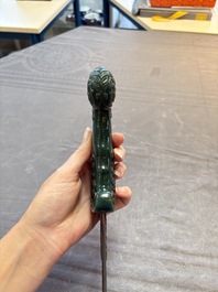 A spinach jade-hilted khandjar dagger, India, 19/20th C.