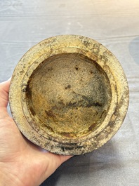 A Chinese archaistic jade vase and cover, 20th C.