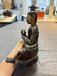 A Sino-Tibetan parcel-gilt-bronze figure of a Bodhisattva, 19/20th C.