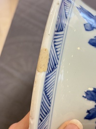 A Chinese blue and white vase with birds among flowering branches, Kangxi