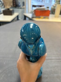 Four Chinese turquoise-glazed parrots, 19th C.