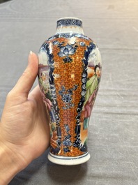 A Chinese famille rose garniture of five 'mandarin subject' vases, Qianlong
