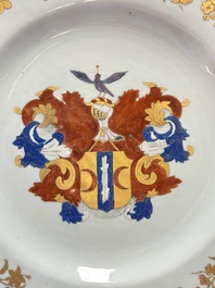 A pair of Chinese armorial dishes with the arms of Valckenier of Amsterdam for the Dutch market, Yongzheng