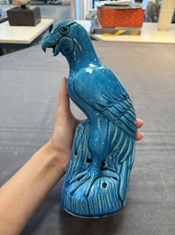 Four Chinese turquoise-glazed parrots, 19th C.