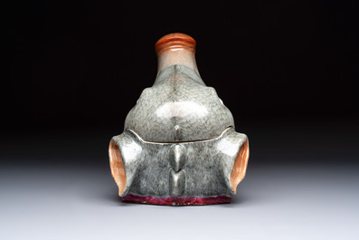 A rare Chinese famille rose 'boar head' tureen and cover, Qianlong