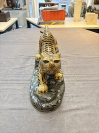 A pair of Chinese cloisonn&eacute; tigers, Republic