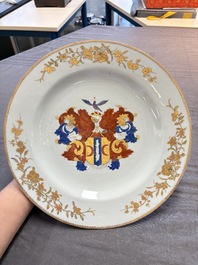 A pair of Chinese armorial dishes with the arms of Valckenier of Amsterdam for the Dutch market, Yongzheng