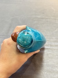 Four Chinese turquoise-glazed parrots, 19th C.