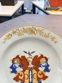 A pair of Chinese armorial dishes with the arms of Valckenier of Amsterdam for the Dutch market, Yongzheng