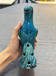 Four Chinese turquoise-glazed parrots, 19th C.