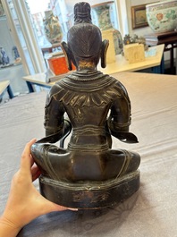 A Sino-Tibetan parcel-gilt-bronze figure of a Bodhisattva, 19/20th C.