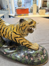 A pair of Chinese cloisonn&eacute; tigers, Republic