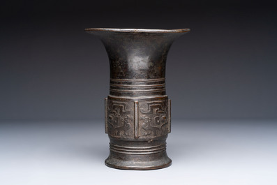 A Chinese archaistic bronze 'zun' vase, Ming