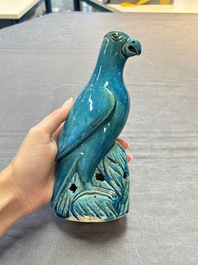Four Chinese turquoise-glazed parrots, 19th C.