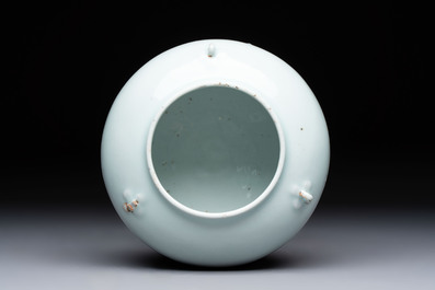 A Chinese qingbai-glazed jar with three handles, 18th C.