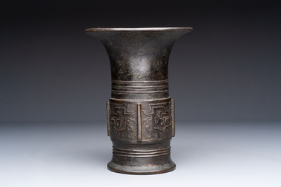 A Chinese archaistic bronze 'zun' vase, Ming