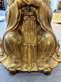 A Chinese gilt-bronze figure of Wenchang Wang, possibly Ming