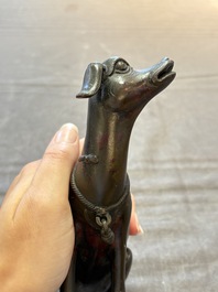 A rare Chinese bronze 'hound' censer, Ming