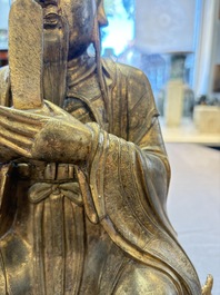 A Chinese gilt-bronze figure of Wenchang Wang, possibly Ming