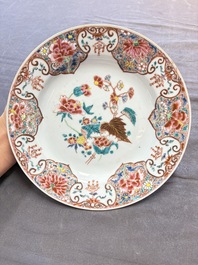 17 Chinese famille rose, Imari-style and European-decorated plates and saucers, Kangxi/Qianlong