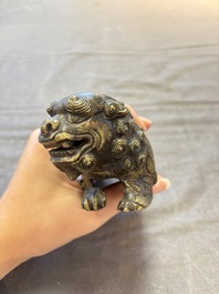 A pair of Chinese bronze Buddhist lions, 19/20th C.