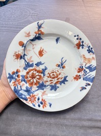 17 Chinese famille rose, Imari-style and European-decorated plates and saucers, Kangxi/Qianlong