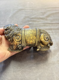 A pair of Chinese bronze Buddhist lions, 19/20th C.