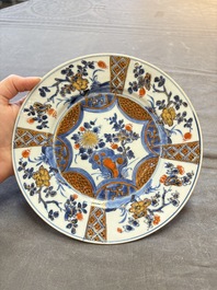 17 Chinese famille rose, Imari-style and European-decorated plates and saucers, Kangxi/Qianlong