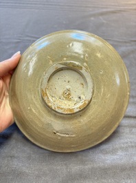 Three Chinese celadon-glazed plates and two bowls from the Jepara shipwreck,  Fujian or Zhejiang kilns, Song