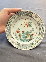 17 Chinese famille rose, Imari-style and European-decorated plates and saucers, Kangxi/Qianlong