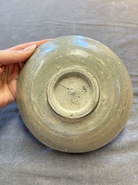 Three Chinese celadon-glazed plates and two bowls from the Jepara shipwreck,  Fujian or Zhejiang kilns, Song