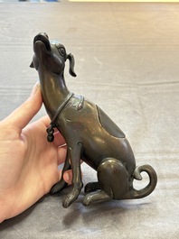 A rare Chinese bronze 'hound' censer, Ming