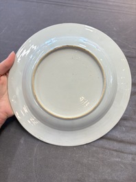 19 Chinese blue and white plates with antiquities, floral, and landscape design, Kangxi