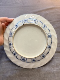 19 Chinese blue and white plates with antiquities, floral, and landscape design, Kangxi
