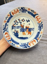 17 Chinese famille rose, Imari-style and European-decorated plates and saucers, Kangxi/Qianlong