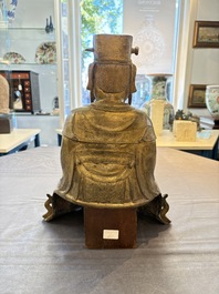 A Chinese gilt-bronze figure of Wenchang Wang, possibly Ming