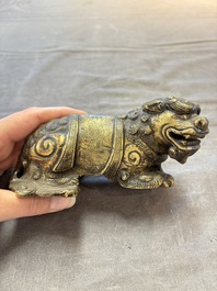 A pair of Chinese bronze Buddhist lions, 19/20th C.