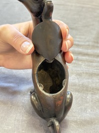 A rare Chinese bronze 'hound' censer, Ming