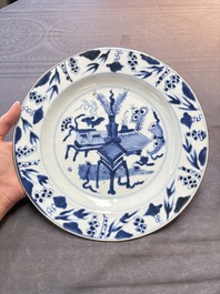19 Chinese blue and white plates with antiquities, floral, and landscape design, Kangxi