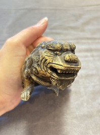 A pair of Chinese bronze Buddhist lions, 19/20th C.